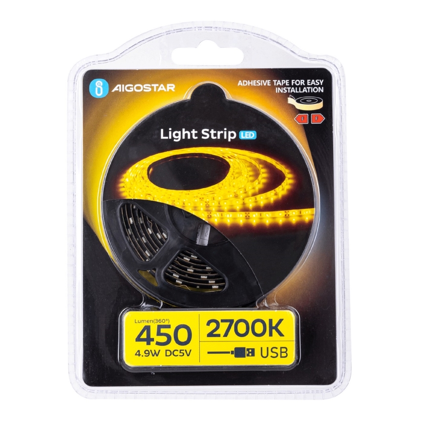 Aigostar - LED Riba 2m LED/4,9W/5V 2700K IP65 must