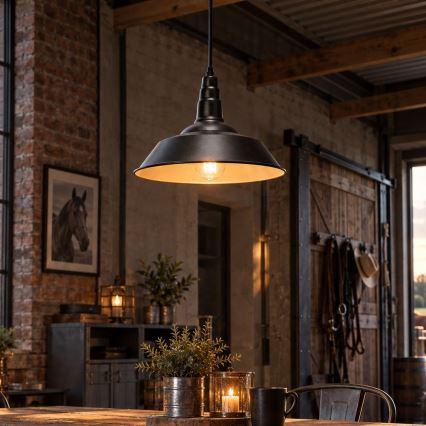 Aigostar - LED rippvalgusti kaablil 1xE27/60W/230V läbimõõt 36 cm must
