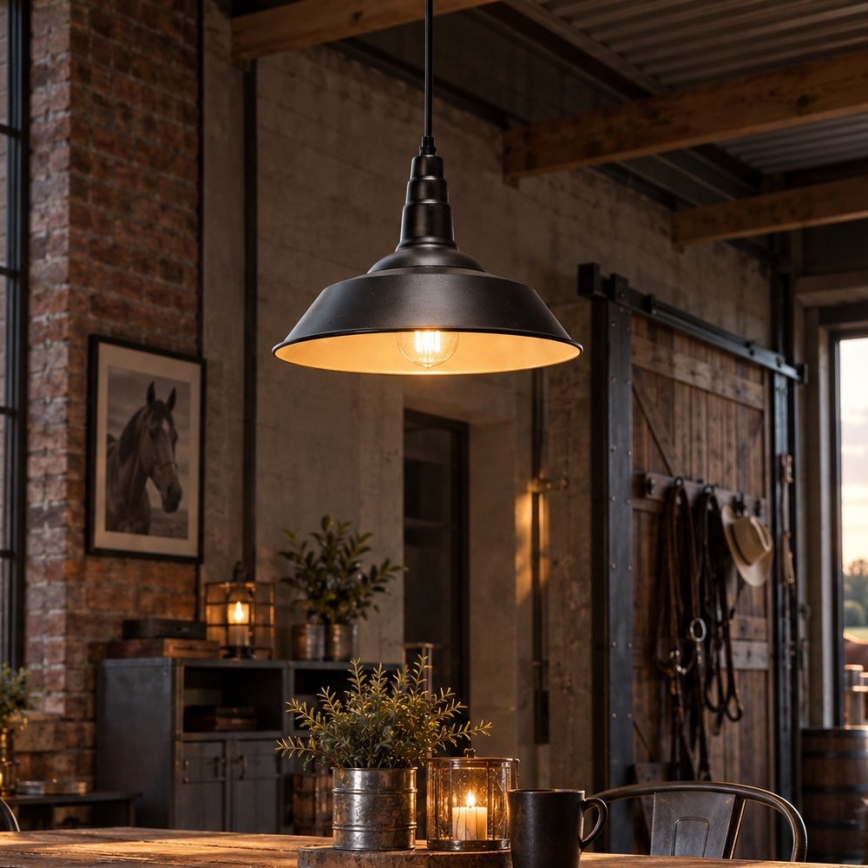 Aigostar - LED rippvalgusti kaablil 1xE27/60W/230V läbimõõt 36 cm must