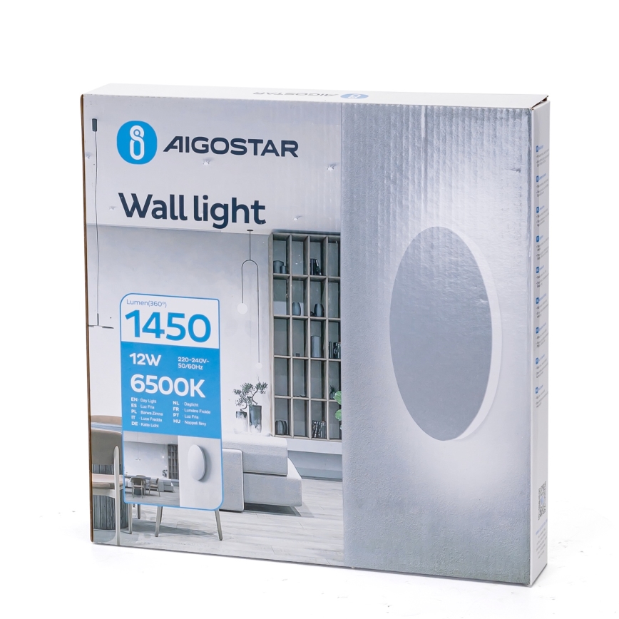 Aigostar - LED seinalamp LED/12W/230V 6500K 25 cm valge