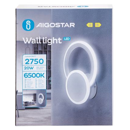 Aigostar - LED Seinavalgusti LED/20W/230V 6500K valge