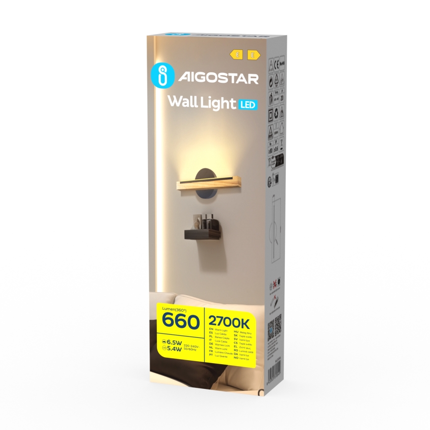 Aigostar - LED Seinavalgusti LED/6,5W/230V 2700K