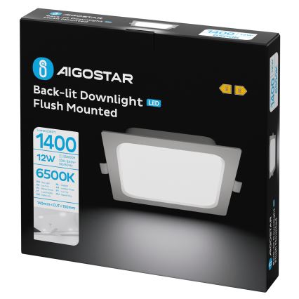 Aigostar - LED Sisseehitus LED/12W/230V 6500K 17,5x17,5 cm valge