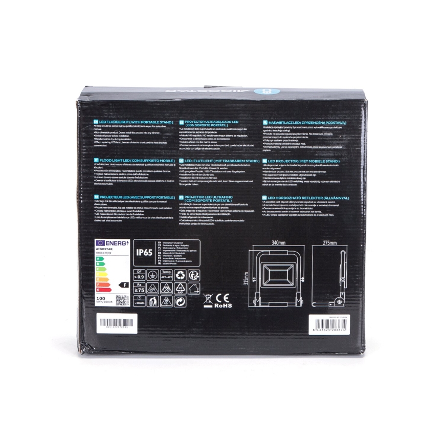 Aigostar - LED Statiiviga prožektor LED/100W/230V 6500K IP65