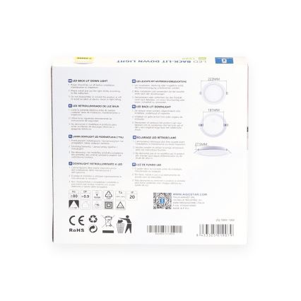 Aigostar - LED-süvistatav laevalgusti, 18 W, 230 V, 3000 K, läbimõõt 22,2 cm, valge