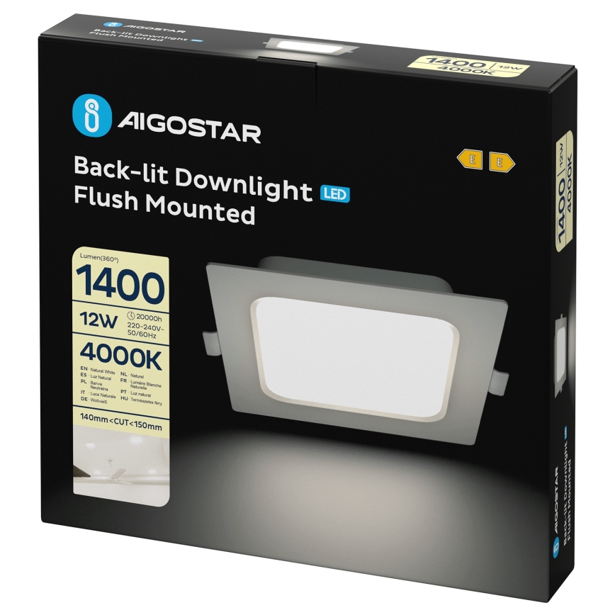 Aigostar - LED süvistatav laevalgusti LED/12W/230V 4000K 17,5x17,5 cm valge