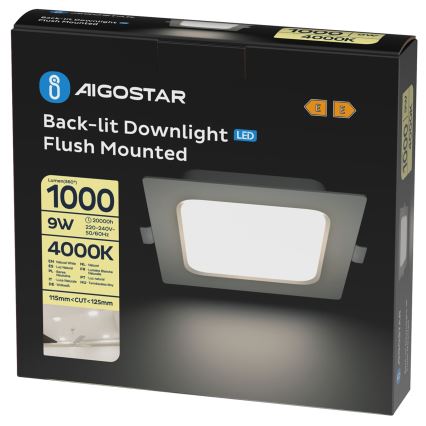 Aigostar - LED süvistatav laevalgusti LED/9W/230V 4000K 14,5x14,5 cm valge