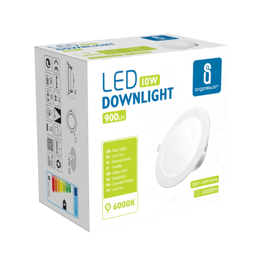 Aigostar - LED Süvistatav valgusti vannituppa LED/10W/230V 6000K IP44 d. 11,5 cm valge