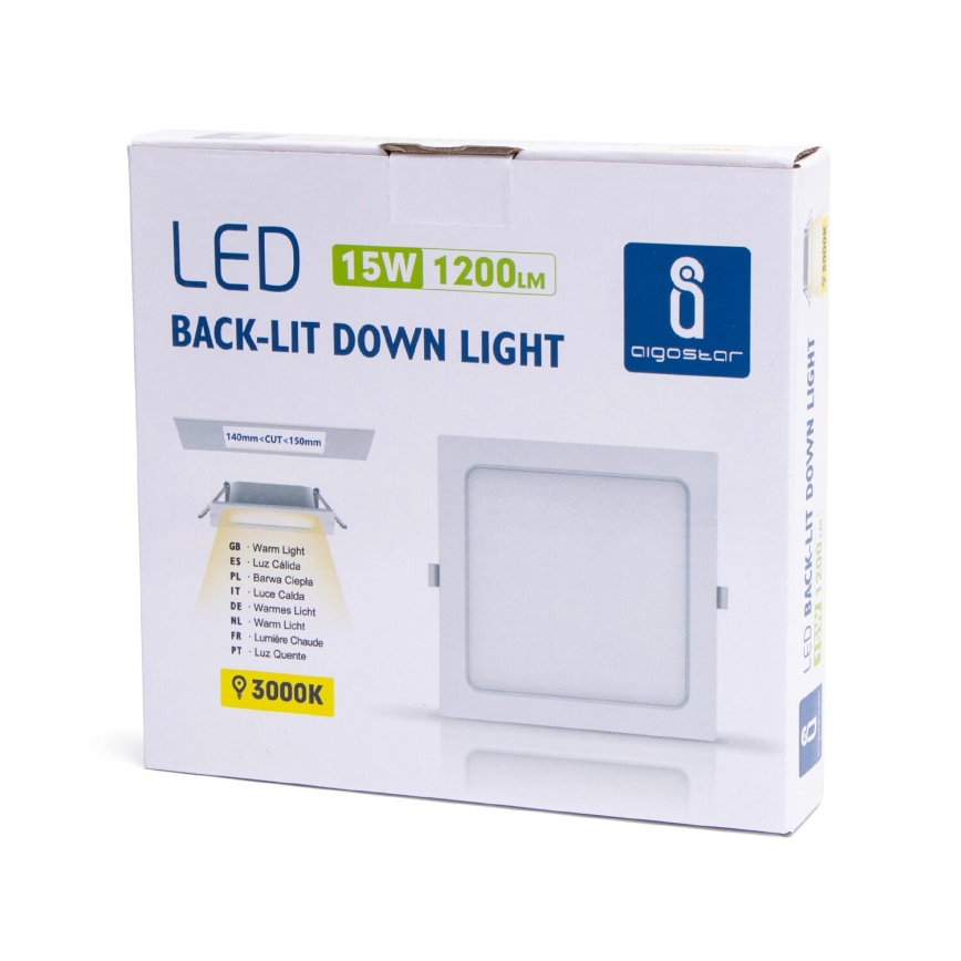 Aigostar - LED Süvistatav valgusti LED/15W/230V 17,5x17,5 cm 3000K valge