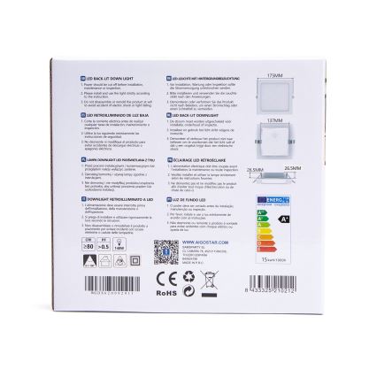 Aigostar - LED Süvistatav valgusti LED/15W/230V 17,5x17,5 cm 3000K valge