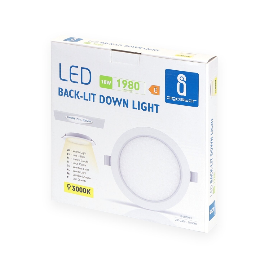 Aigostar - LED Süvistatav valgusti LED/18W/230V 3000K d. 27,5 cm valge