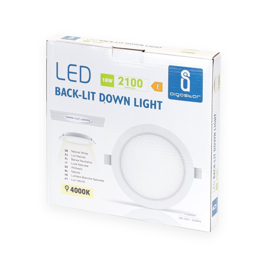 Aigostar - LED Süvistatav valgusti LED/18W/230V 4000K d. 22 cm valge