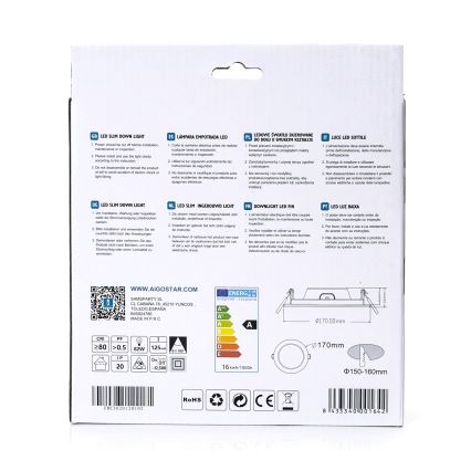 Aigostar - LED Süvistatav valgusti ULTRATHIN LED/16W/230V 6000K valge