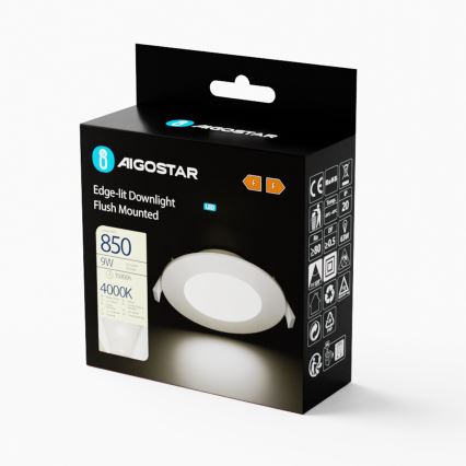 Aigostar - LED Süvistatav valgusti ULTRATHIN LED/9W/230V 4000K valge