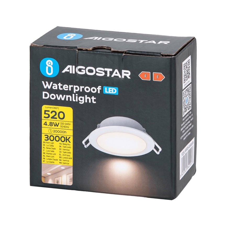 Aigostar - LED Süvistatav valgusti vannituppa LED/4,8W/230V 3000K valge IP65