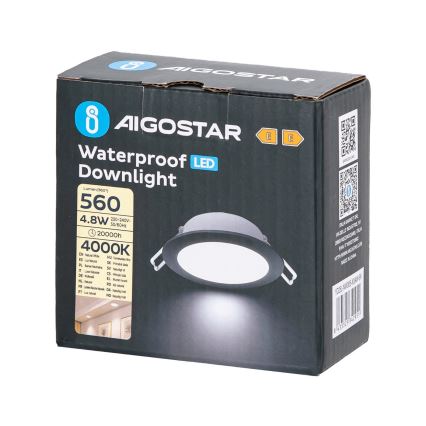 Aigostar - LED Süvistatav valgusti vannituppa LED/4,8W/230V 4000K must IP65