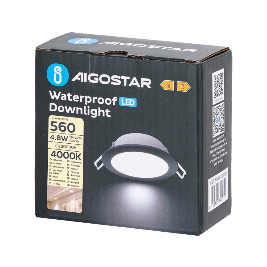 Aigostar - LED Süvistatav valgusti vannituppa LED/4,8W/230V 4000K must IP65