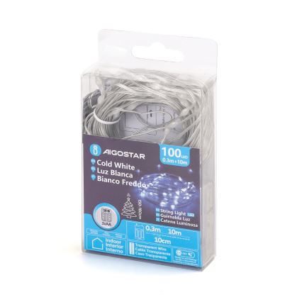 Aigostar - LED Valguskett 100xLED/3xAA 10,3m külm valge