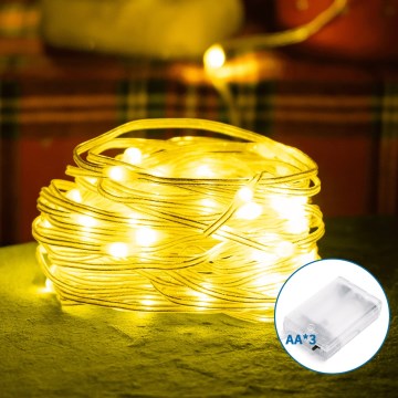 Aigostar - LED Valguskett 100xLED/3xAA 10,3m soe valge