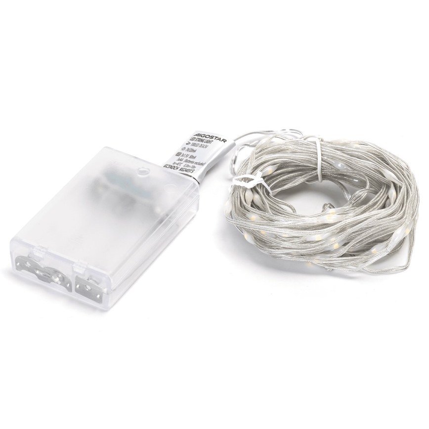 Aigostar - LED Valguskett 100xLED/3xAA 10,3m soe valge
