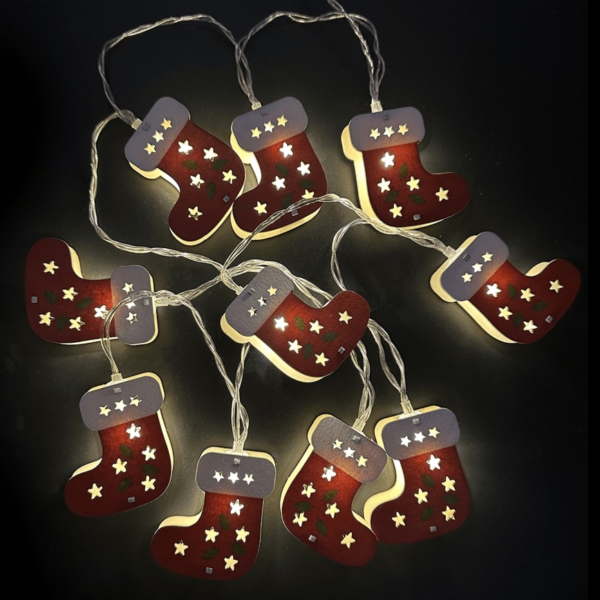 Aigostar - LED-valguskett 10xLED/3xAA 1,5 m, soe valge, sukad