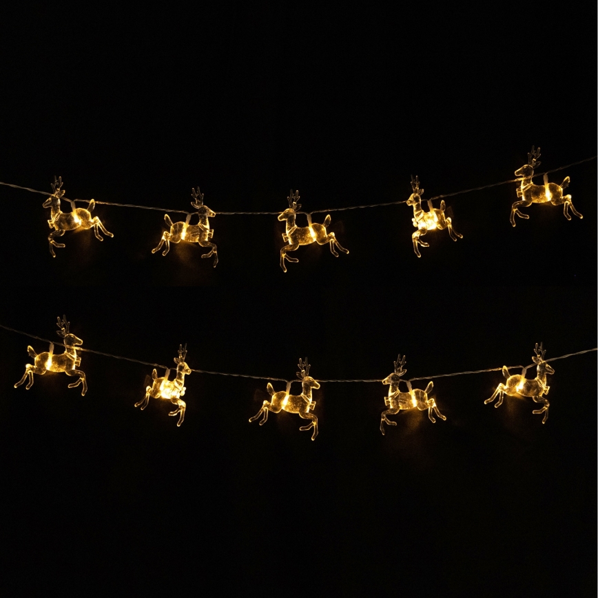 Aigostar - LED-valguskett 10xLED/3xAA 1,5m soe valge hirvekujud