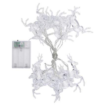 Aigostar - LED-valguskett 10xLED/3xAA 1,5m soe valge hirvekujud