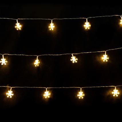 Aigostar - LED-valguskett 10xLED/3xAA 1,5m soe valge lumehelbed