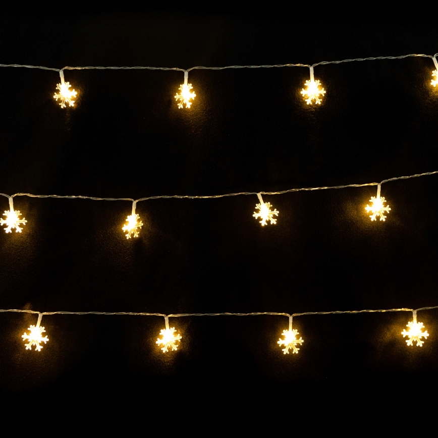 Aigostar - LED-valguskett 10xLED/3xAA 1,5m soe valge lumehelbed