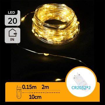 Aigostar - LED-valguskett 20xLED/2x3V 2m soe valge