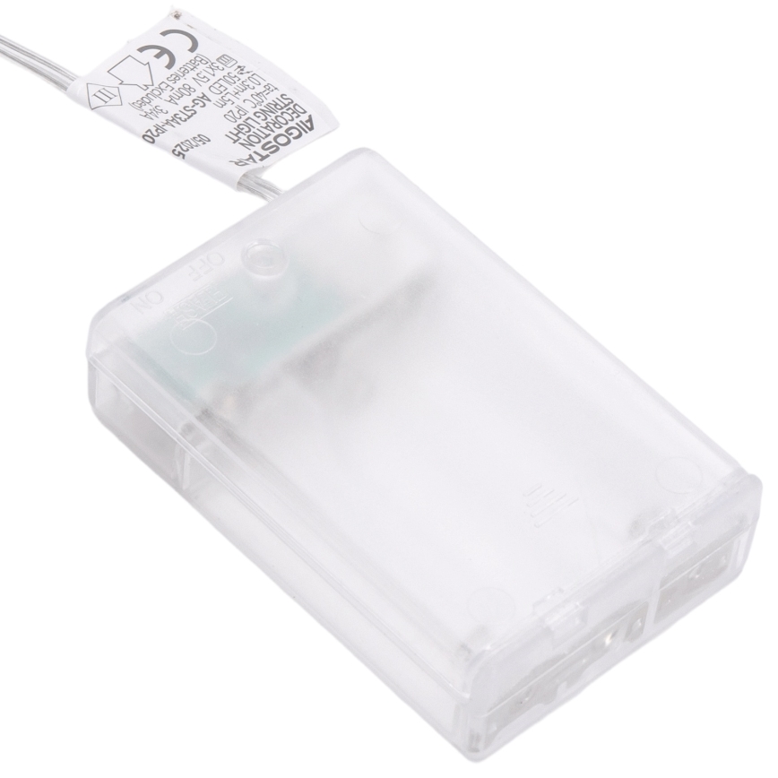 Aigostar - LED  valguskett 20xLED/3xAA 2 m soe valge, hõbedane
