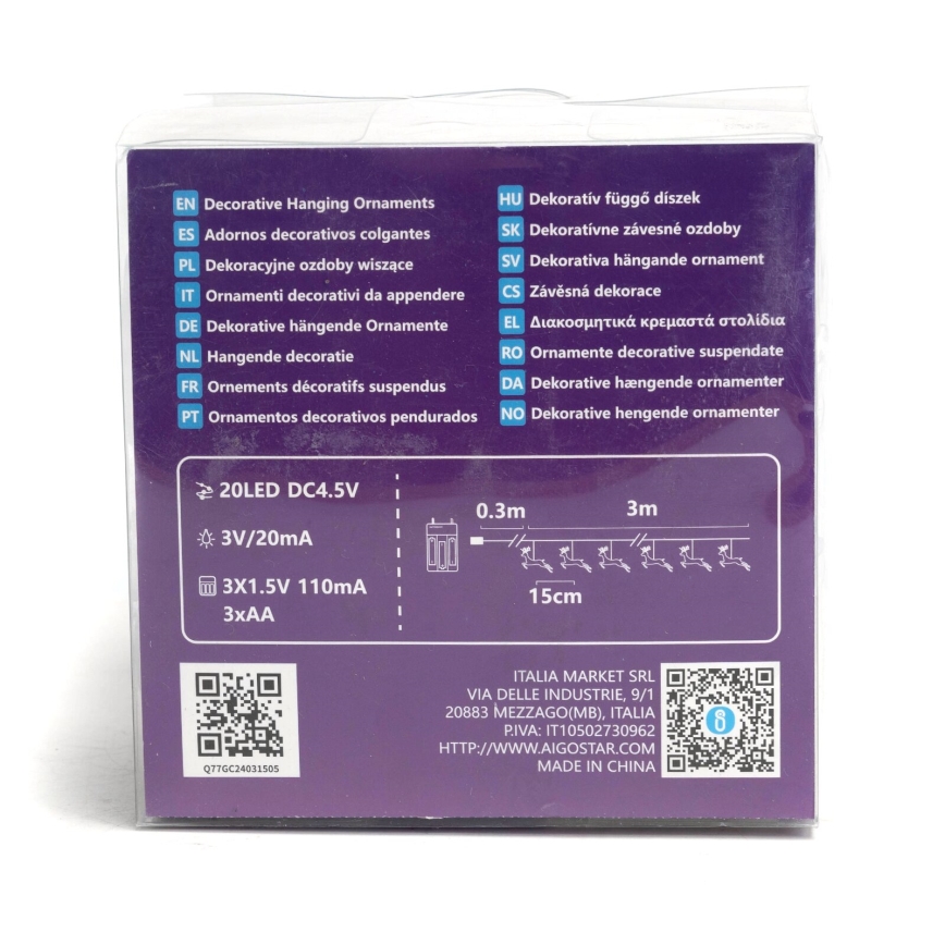 Aigostar - LED  valguskett 20xLED/3xAA 3,3m põdrakujulised