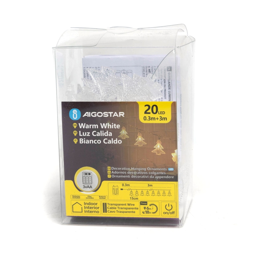 Aigostar - LED Valguskett 20xLED/3xAA 3,3m puud