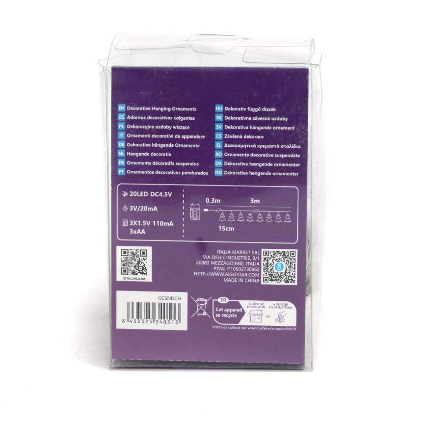 Aigostar - LED Valguskett 20xLED/3xAA 3,3m puud