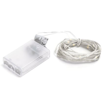 Aigostar - LED valguskett 50xLED/3xAA 5,3m soe valge