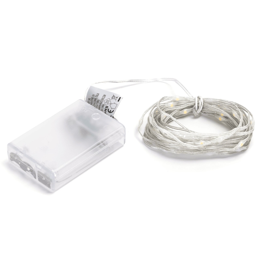 Aigostar - LED valguskett 50xLED/3xAA 5,3m soe valge