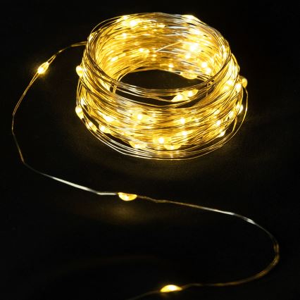 Aigostar - LED välisvalguskett 50xLED/3xAA 5,3 m soe valge