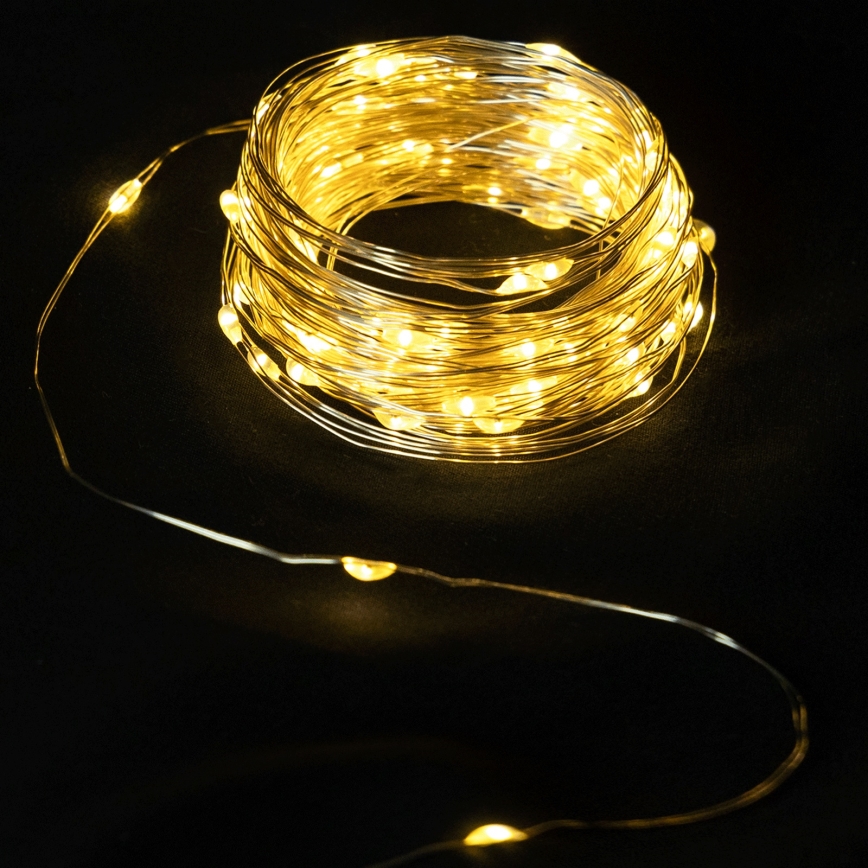 Aigostar - LED välisvalguskett 50xLED/3xAA 5,3 m soe valge