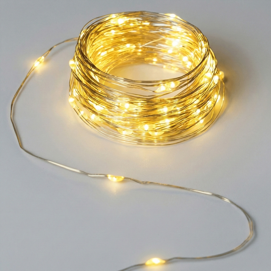 Aigostar - LED välisvalguskett 50xLED/3xAA 5,3 m soe valge