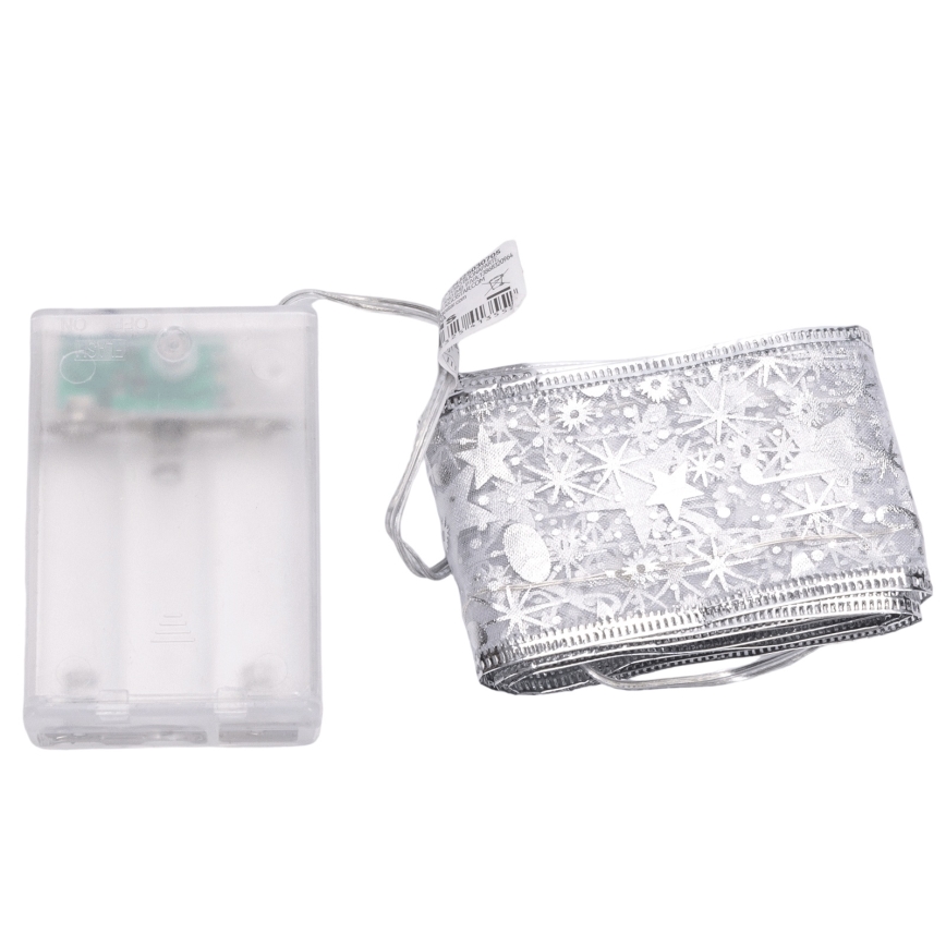 Aigostar - LED-jõulukett 50xLED/3xAA 5 m soe valge hõbedane