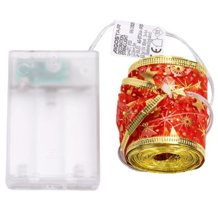 Aigostar - LED  valguskett 50xLED/3xAA 5m soe valge punane