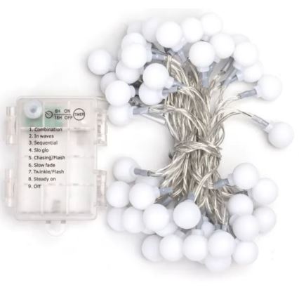 Aigostar - LED välisvalguskett 50xLED/3xAA/8 funktsiooni 5,3 m IP44 külmvalge