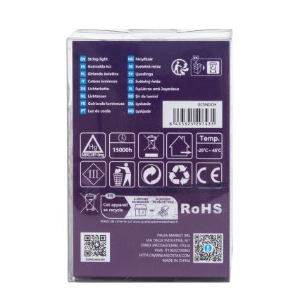 Aigostar - LED välisvalgusketi 100xLED/8 funktsiooni/3xAA 10,3m IP44 külmvalge