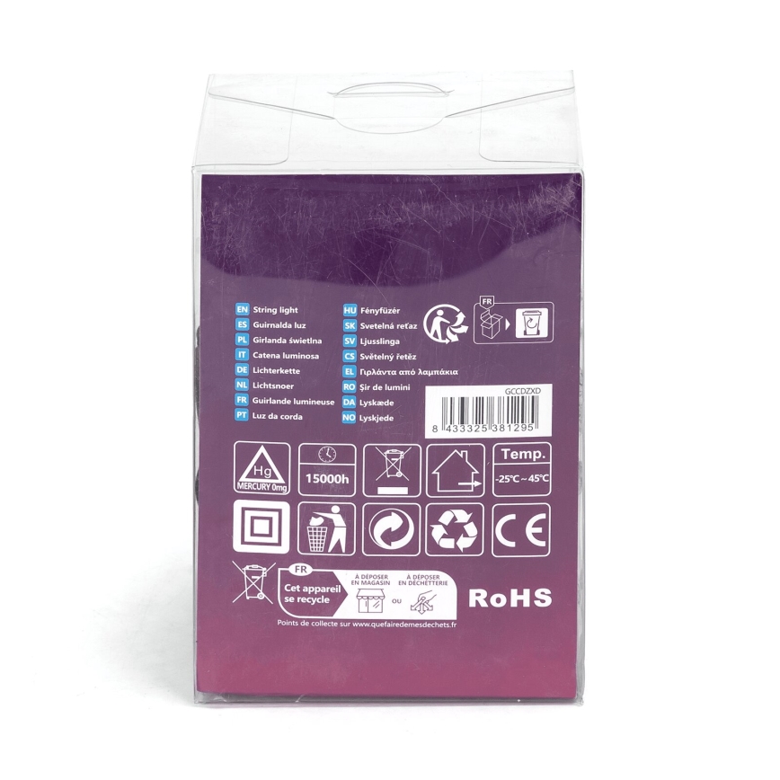 Aigostar - LED valguskett välitingimustesse 50xLED/8 funktsiooni 8m IP44 külmvalge