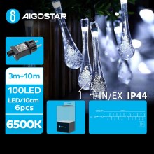 Aigostar - LED Väli dekoratiivne kett 100xLED/8 funktsiooni 13m IP44 külm valge