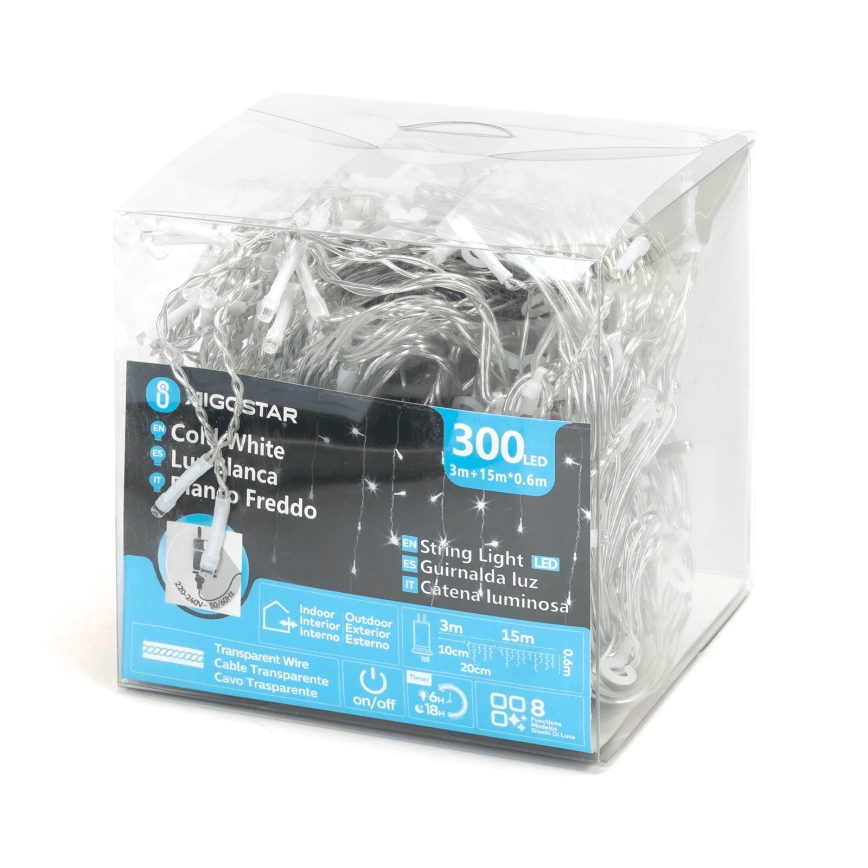Aigostar - LED Väli dekoratiivne kett 75xLED/6W/230V 15x0,6m IP44 külm valge