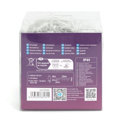 Aigostar - LED Väli dekoratiivne kett 75xLED/6W/230V 15x0,6m IP44 külm valge