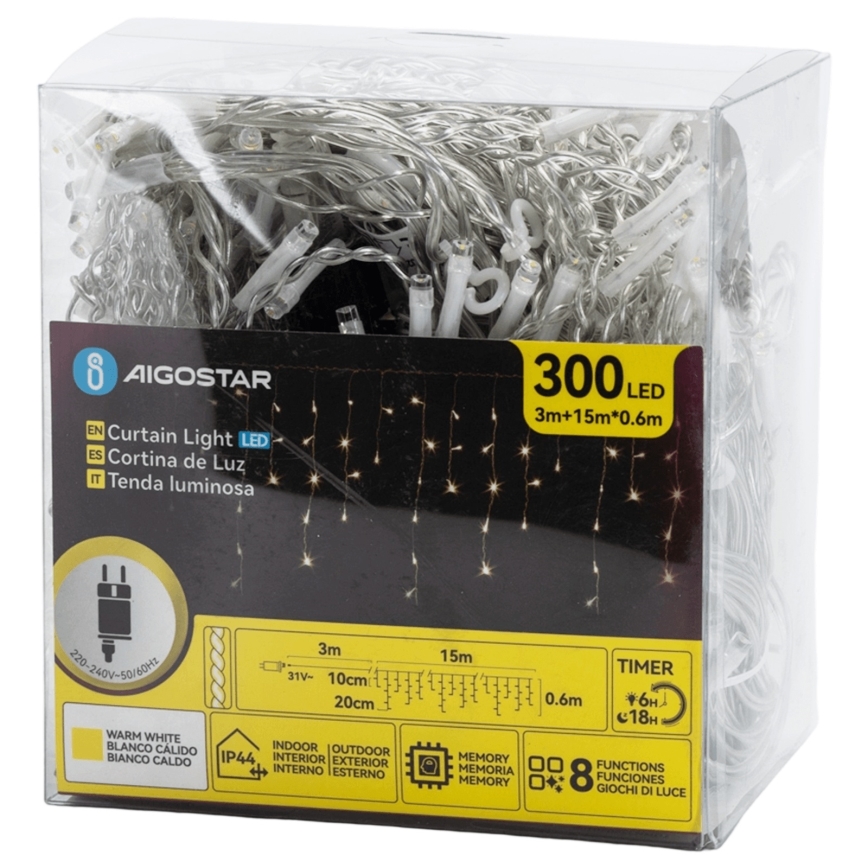 Aigostar - LED Väli dekoratiivne kett 75xLED/6W/230V 15x0,6m IP44 soe valge