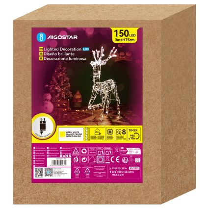 Aigostar - LED Väli jõuludekoratsioon LED/3,6W/31/230V 2700K 75 cm IP44 põhjapõder