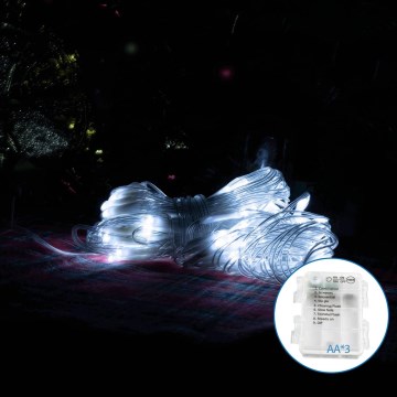 Aigostar -LED Väli jõuluteemaline valguskett 100xLED/8 funktsiooni 4,5x1,5m IP44 külm valge